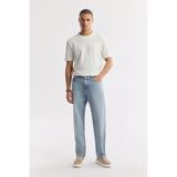 AVVA Erkek Açık Mavi Klasik Bel %100 Pamuk Eskitme Yıkamalı Tokyo Straight Fit Jean Pantolon A51Y3546 - 34