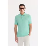 AVVA Erkek Açık Yeşil Kıvrılmaz Polo Yaka %100 Pamuk Basic Regular Fit T-Shirt B001032