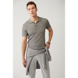 Avva Erkek Antrasit 3 Düğmeli Polo Yaka Triko Regular Fit T-Shirt A41Y5067