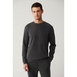 AVVA Erkek Antrasit Bisiklet Yaka Baskılı Soft Touch Regular Fit Sweatshirt A41y1224 - 3XL