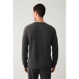 AVVA Erkek Antrasit Bisiklet Yaka Baskılı Soft Touch Regular Fit Sweatshirt A41y1224 - M