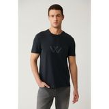 AVVA Erkek Antrasit Bisiklet Yaka Baskılı Soft Touch Regular Fit T-shirt A41y1131