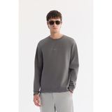 AVVA Erkek Antrasit Bisiklet Yaka Pamuklu Kolay Ütülenen Bi-Stretch Regular Fit Sweatshirt A61Y1205