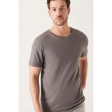 Avva Erkek Antrasit Bisiklet Yaka Soft Touch Basic Regular Fit T-Shirt B001171 - XS