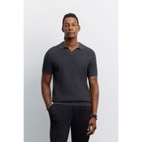 AVVA Erkek Antrasit Polo Yaka Düğmesiz Rayon Karışımlı Regular Fit Triko T-Shirt A62Y5060