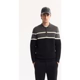 Avva Erkek Antrasit Polo Yaka Fermuarlı Çizgili Triko Regular Fit Kazak A52Y5091 - 2XL