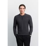 AVVA Erkek Antrasit Polo Yaka Fermuarlı Rayon Karışımlı Regular Fit Kazak A62Y5022 - 2XL