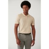 Avva Erkek Bej 3 Düğmeli Polo Yaka Triko Regular Fit T-Shirt A41Y5067