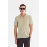 Avva Erkek Bej Apaj Yaka Kolay Ütülenen Elastan Regular Fit T-Shirt A61Y1156 - M