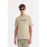 Avva Erkek Bej Bisiklet Yaka Baskılı Bi-Stretch İnterlok Regular Fit T-shirt A61Y1061