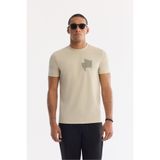 Avva Erkek Bej Bisiklet Yaka Enjeksiyon Baskılı Bi-Stretch İnterlok Regular Fit T-shirt A61Y1136