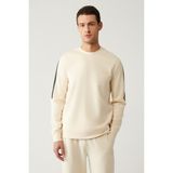 Avva Erkek Bej Bisiklet Yaka İnterlok Baskılı Regular Fit Sweatshirt A41Y1203 - Bej - Bej