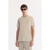 AVVA Erkek Bej Bisiklet Yaka Nefes Alan Soft Touch Baskılı Regular Fit T-Shirt A61Y1021 - XL