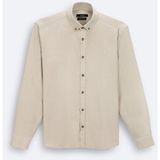 Avva Erkek Bej Düğmeli Yaka %100 Pamuk Soft Touch Kadife Regular Fit Gömlek B002032 - 2XL