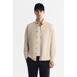 Avva Erkek Bej Düğmeli Yaka Pamuklu Soft Touch Regular Fit Gömlek B002036 - 2XL