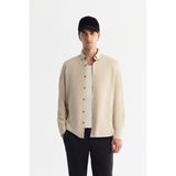 Avva Erkek Bej Düğmeli Yaka Pamuklu Soft Touch Regular Fit Gömlek B002036 - XS