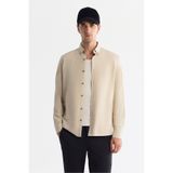 Avva Erkek Bej Düğmeli Yaka Pamuklu Soft Touch Regular Fit Gömlek B002036