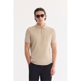 Avva Erkek Bej Kıvrılmaz Polo Yaka Fermuarlı %100 Pamuk Regular Fit T-Shirt A61Y1038