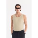 AVVA Erkek Bej Kolsuz Basic Fitilli Regular Fit Atlet B001058 - M - Bej - Bej