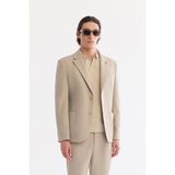 AVVA Erkek Bej Mono Yaka Torba Cepli Çift Yırtmaç Astarsız Bi-Stretch Comfort Fit Ceket A61Y4012 - 46