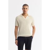 Avva Erkek Bej Polo Yaka %100 Pamuk Triko Regular Fit T-Shirt A51Y5166 - 2XL