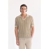 AVVA Erkek Bej Polo Yaka Düğmesiz %100 Pamuk Soft Touch Regular Fit Triko T-Shirt A61Y5025 - XL