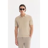 AVVA Erkek Bej Polo Yaka Düğmesiz %100 Pamuk Soft Touch Regular Fit Triko T-Shirt A61Y5041 - XL
