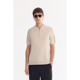 AVVA Erkek Bej Polo Yaka Fermuarlı Rayon Karışımlı Regular Fit Triko T-Shirt A61Y5009 - XL
