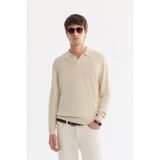 Avva Erkek Bej Polo Yaka Keten Karışımlı Basic Comfort Fit Triko Kazak A61Y5030 - Bej - Bej