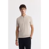 Avva Erkek Bej Polo Yaka Rayon Triko Regular Fit T-Shirt A51Y5046 - 3XL