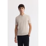 Avva Erkek Bej Polo Yaka Rayon Triko Regular Fit T-Shirt A51Y5046 - XL