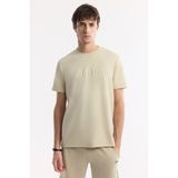 Avva Erkek Bej Regular Fit Bisiklet Yaka Baskılı Bi Stretch İnterlok T-Shirt A51Y1131 - M