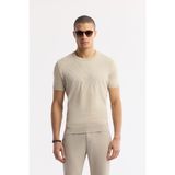 AVVA Erkek Bej Regular Fit Bisiklet Yaka Viskon Karışımlı Dokulu Triko T-shırt A51y5163 - 2XL