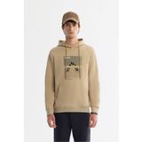 Avva Erkek Bej Regular Fit Kapüşonlu Pamuklu Baskılı Elastan Sweatshirt A42Y1321