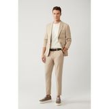 AVVA Erkek Bej Slim Fit Beli Lastikli Esnek Kumaşlı Armürlü Pantolon A41y3200 - 34 - Bej - Bej