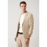 Avva Erkek Bej Yırtmaçlı Astarsız Esnek Kumaş Comfort Slim Fit Comfort Slim Fit Ceket A41Y4000 - Bej - Bej - 46
