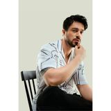 Avva Erkek Beyaz %100 Viskon Apaj Yaka Baskılı Viskon Kısa Kollu Oversize Fit Gömlek A41Y2149 - XL
