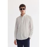 Avva Erkek Beyaz Alttan Britli Yaka Çizgili Elastan Regular Fit Gömlek A61Y2031 - 2XL