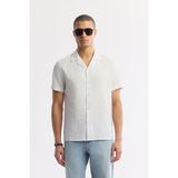 AVVA Erkek Beyaz Apaj Yaka Desenli %100 Pamuk Kısa Kollu Regular Fit Gömlek A51Y2095 - 3XL