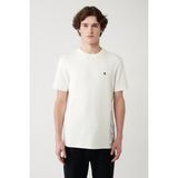 Avva Erkek Beyaz Baskılı Bisiklet Yaka Soft Touch Regular Fit T-Shirt A41Y1328 - M