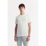 Avva Erkek Beyaz Bisiklet Yaka Baskılı Bi-Stretch İnterlok Regular Fit T-Shirt A51Y1021 - M