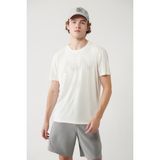 AVVA Erkek Beyaz Bisiklet Yaka Baskılı Soft Touch Regular Fit T-shirt A41y1131 - M