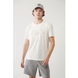 AVVA Erkek Beyaz Bisiklet Yaka Baskılı Soft Touch Regular Fit T-shirt A41y1131