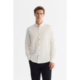 Avva Erkek Beyaz Düğmeli Yaka Pamuklu Soft Touch Regular Fit Gömlek B002036 - 2XL