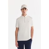AVVA Erkek Beyaz Fermuarlı Polo Yaka Kırışmaz Hızlı Kuruyan Teknik Kumaş Regular Fit T-Shirt A61Y1106 - XL