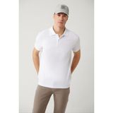 Avva Erkek Beyaz Kıvrılmaz Polo Yaka %100 Pamuk Basic Regular Fit T-Shirt B001032 - XL
