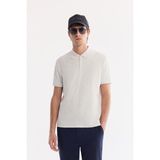 Avva Erkek Beyaz Kıvrılmaz Polo Yaka Fermuarlı Jakarlı Regular Fit T-Shirt A61Y1088 - 3XL