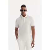 Avva Erkek Beyaz Kıvrılmaz Polo Yaka Pamuklu Teknik Kumaş Regular Fit T-Shirt A61Y1097 - XL