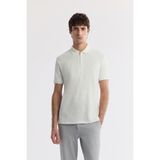 Avva Erkek Beyaz Polo Yaka Jakarlı Elastan Regular Fit T-Shirt A51Y1059 - 2XL