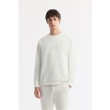 Avva Erkek Beyaz Regular Fit Bisiklet Yaka Baskılı Bi Stretch Interlok Sweatshirt A51y1235